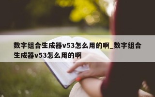 数字组合生成器 v53 怎么用的啊_数字组合生成器 v53 怎么用的啊