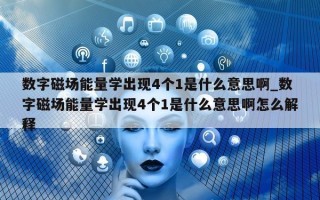 数字磁场能量学出现 4 个 1 是什么意思啊_数字磁场能量学出现 4 个 1 是什么意思啊怎么解释