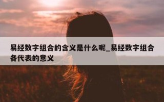 易经数字组合的含义是什么呢_易经数字组合各代表的意义