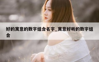 好的寓意的数字组合名字_寓意好听的数字组合