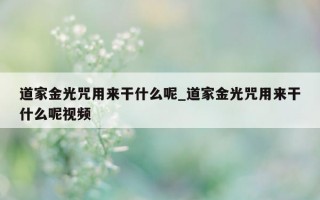 道家金光咒用来干什么呢_道家金光咒用来干什么呢视频