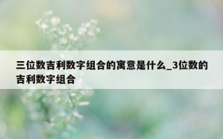 三位数吉利数字组合的寓意是什么_3 位数的吉利数字组合