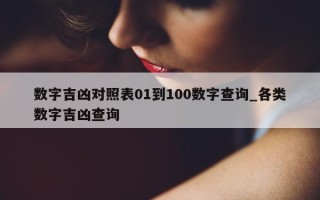 数字吉凶对照表 01 到 100 数字查询_各类数字吉凶查询