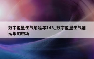 数字能量生气加延年 143_数字能量生气加延年的磁场