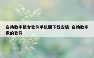 自动数字组合软件手机版下载安装_自动数字数的软件