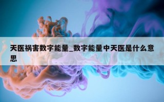 天医祸害数字能量_数字能量中天医是什么意思