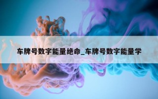 车牌号数字能量绝命_车牌号数字能量学