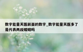 数字能量天医前面的数字_数字能量天医多了是代表两段婚姻吗