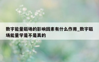 数字能量磁场的影响因素有什么作用_数字磁场能量学是不是真的