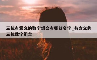 三位有意义的数字组合有哪些名字_有含义的三位数字组合