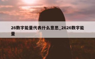 26 数字能量代表什么意思_2626 数字能量