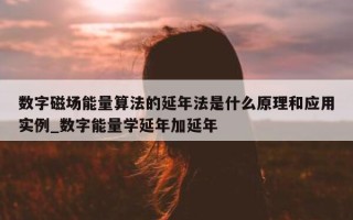 数字磁场能量算法的延年法是什么原理和应用实例_数字能量学延年加延年