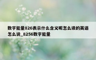 数字能量826表示什么含义呢怎么读的英语怎么说_8256数字能量