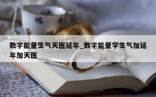 数字能量生气天医延年_数字能量学生气加延年加天医