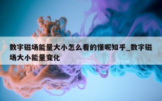 数字磁场能量大小怎么看的懂呢知乎_数字磁场大小能量变化