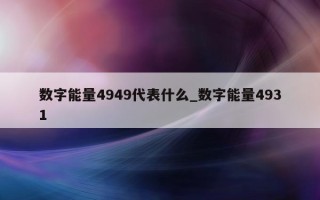 数字能量 4949 代表什么_数字能量 4931