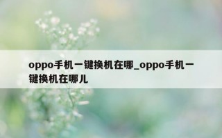 oppo 手机一键换机在哪_oppo 手机一键换机在哪儿