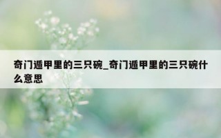 奇门遁甲里的三只碗_奇门遁甲里的三只碗什么意思