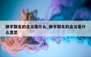 静字取名的含义是什么_静字取名的含义是什么意思