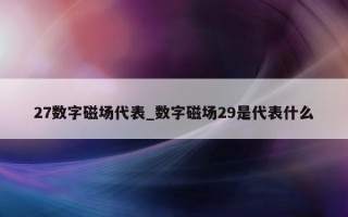 27 数字磁场代表_数字磁场 29 是代表什么