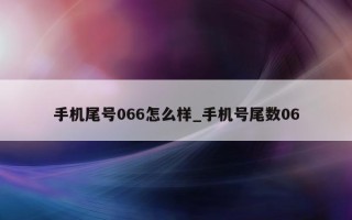 手机尾号066怎么样_手机号尾数06