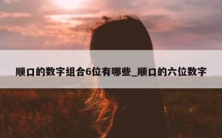 顺口的数字组合 6 位有哪些_顺口的六位数字