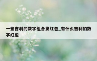 一些吉利的数字组合发红包_有什么吉利的数字红包