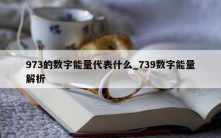 973 的数字能量代表什么_739 数字能量解析