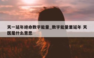 天一延年绝命数字能量_数字能量里延年 天医是什么意思