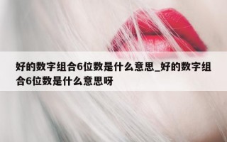 好的数字组合 6 位数是什么意思_好的数字组合 6 位数是什么意思呀