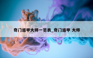 奇门遁甲大师一览表_奇门遁甲 大师