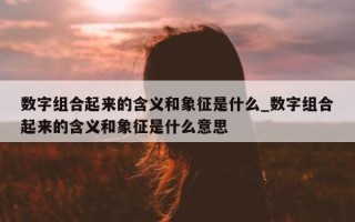 数字组合起来的含义和象征是什么_数字组合起来的含义和象征是什么意思