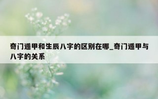 奇门遁甲和生辰八字的区别在哪_奇门遁甲与八字的关系