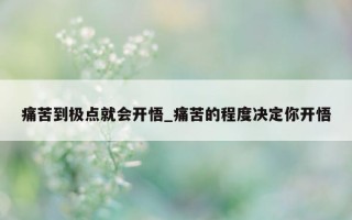 痛苦到极点就会开悟_痛苦的程度决定你开悟