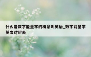 什么是数字能量学的概念呢英语_数字能量学英文对照表