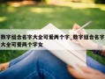 数字组合名字大全可爱两个字_数字组合名字大全可爱两个字女