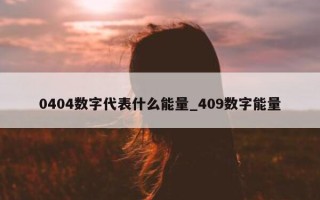 0404 数字代表什么能量_409 数字能量