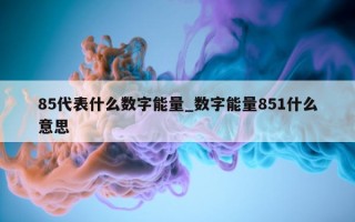 85 代表什么数字能量_数字能量 851 什么意思