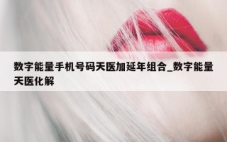 数字能量手机号码天医加延年组合_数字能量天医化解