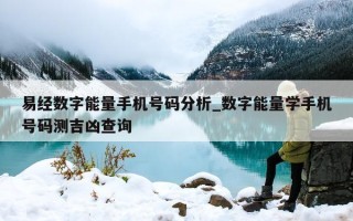 易经数字能量手机号码分析_数字能量学手机号码测吉凶查询