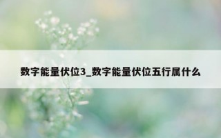 数字能量伏位 3_数字能量伏位五行属什么