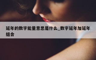 延年的数字能量意思是什么_数字延年加延年组合