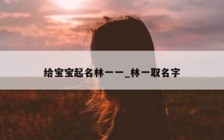 给宝宝起名林一一_林一取名字