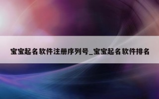 宝宝起名软件注册序列号_宝宝起名软件排名