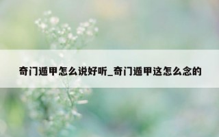 奇门遁甲怎么说好听_奇门遁甲这怎么念的