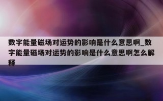 数字能量磁场对运势的影响是什么意思啊_数字能量磁场对运势的影响是什么意思啊怎么解释