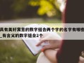 具有美好寓意的数字组合两个字的名字有哪些_有含义的数字组合2个