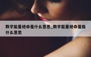 数字能量绝命是什么意思_数字能量绝命是指什么意思