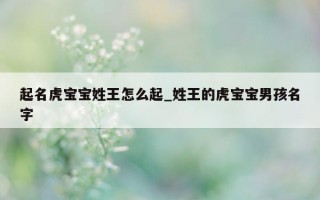 起名虎宝宝姓王怎么起_姓王的虎宝宝男孩名字