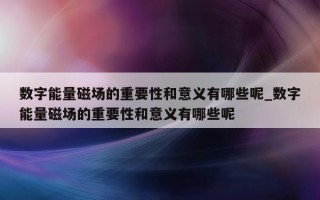 数字能量磁场的重要性和意义有哪些呢_数字能量磁场的重要性和意义有哪些呢